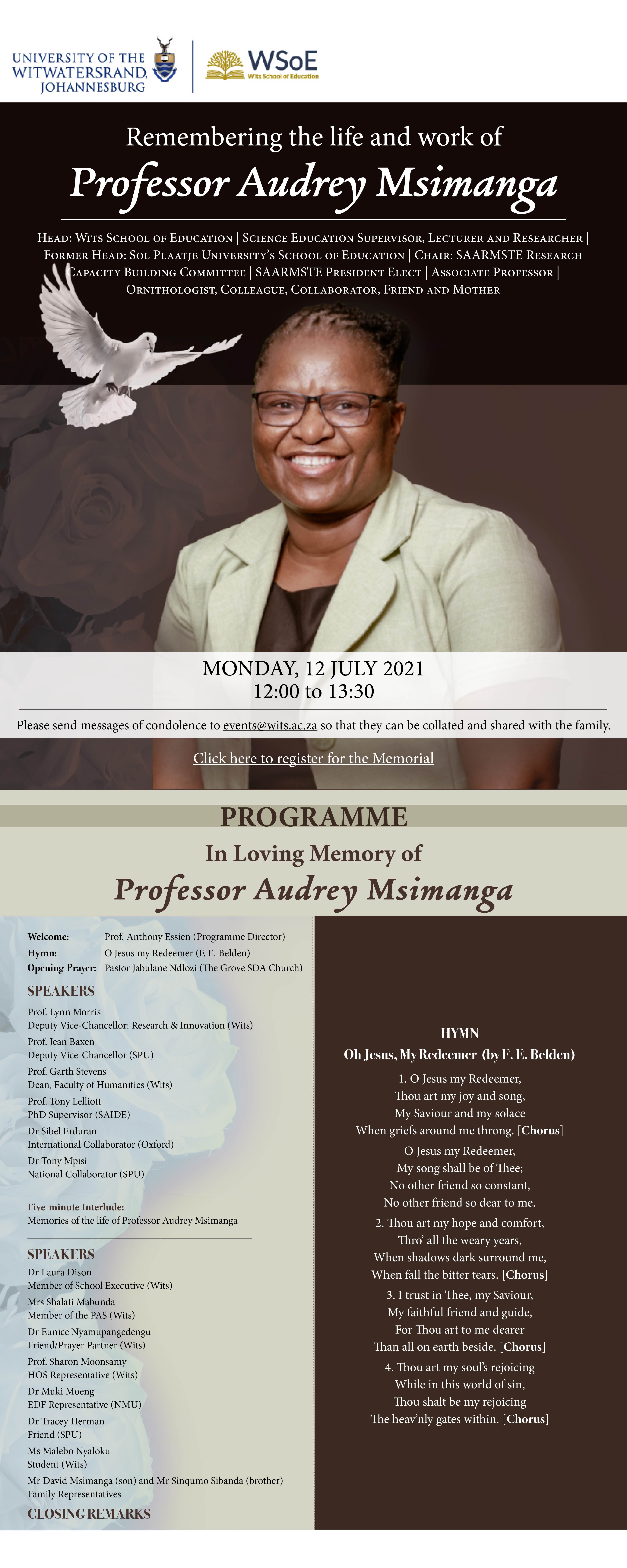 Remembering the life and work of Professor Audrey Msimanga